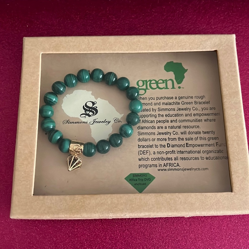 Ross-Simmons Green Malachite Bracelet with Raw Diamond